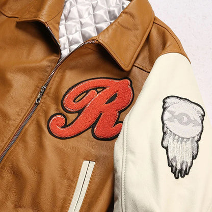 Men's Large Yellow Leather Flight Jacket – Big Chief Embroidery