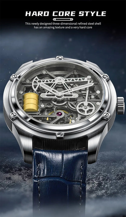 PINDU Watches Oil Pump Design Miyata 8215 Sapphire Mirror Waterproof Luminous Business Men Mechanical Watch