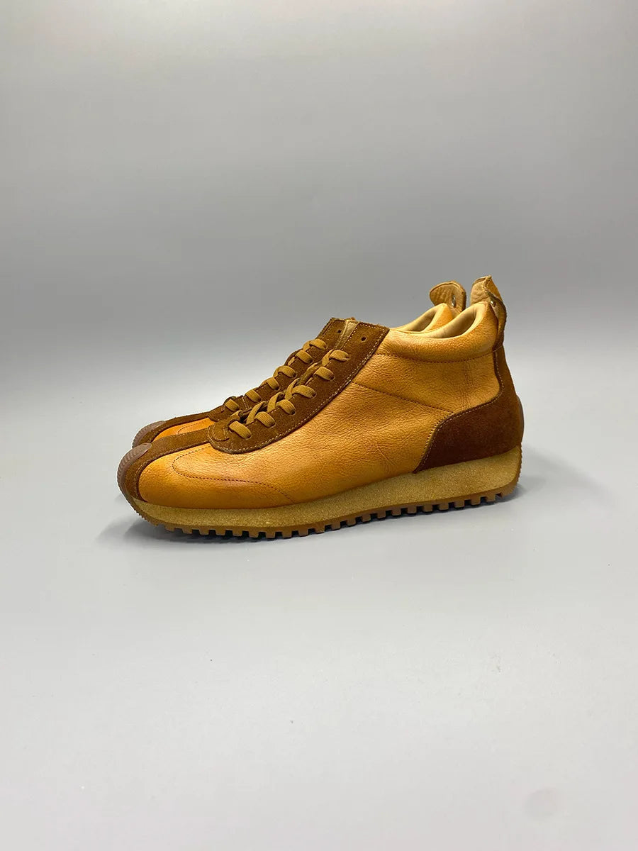 New Senior Fashion Mid Donkey Mouth Trendy Cowhide Forrest Men Sneakers