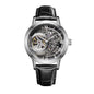 OBLVLO Top Brand Casual Mens Skeleton Dial Genuine Leather Watch