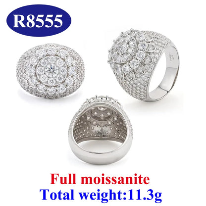 DJMAX Full Moissanite Rings For Men Original 925 Sterling Silver Men and Women's Moissanite Ring
