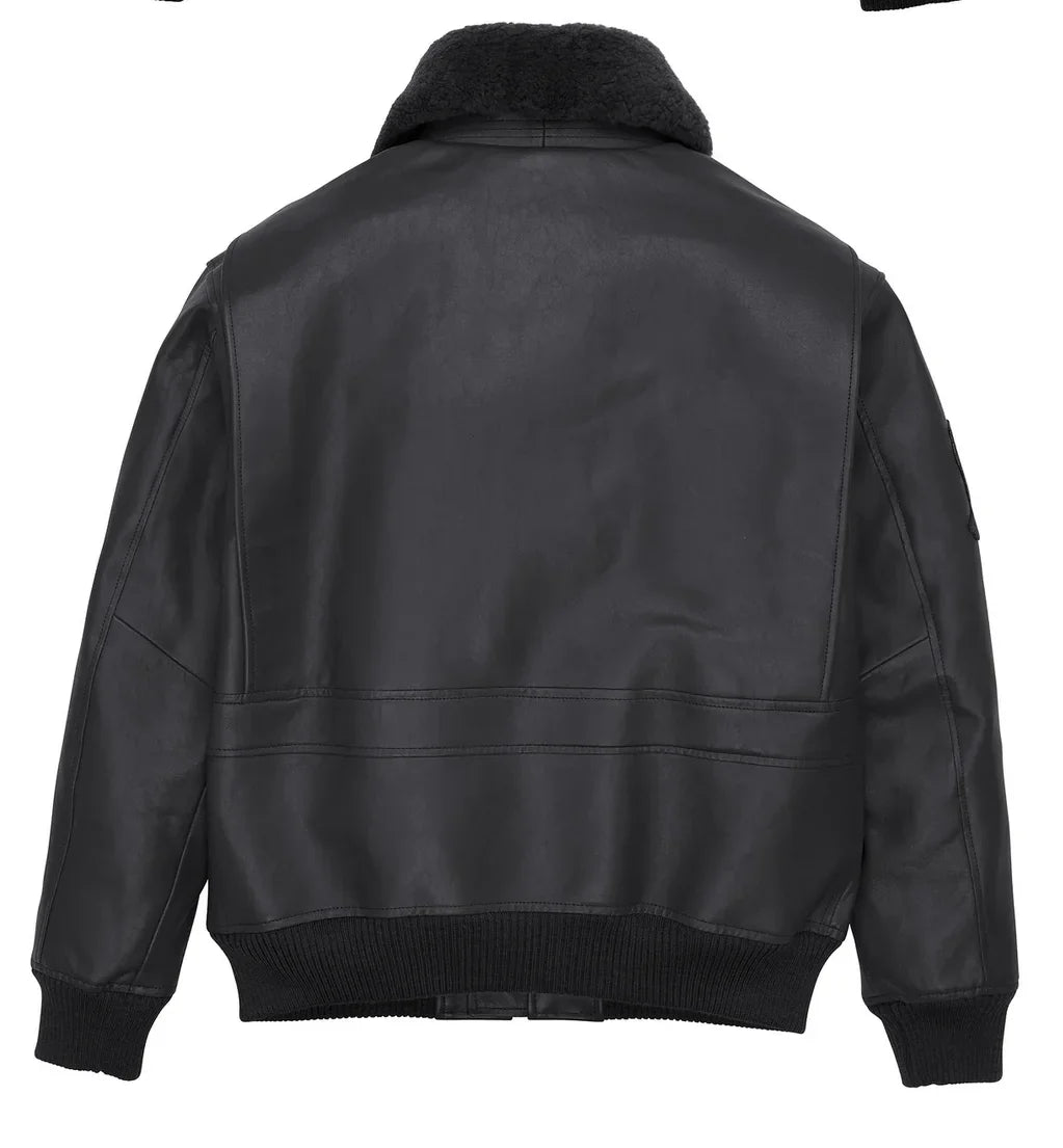 Fat plus size casual sports leather flight suit jacket men's European and American lapel sheepskin tops