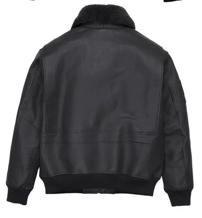 Fat plus size casual sports leather flight suit jacket men's European and American lapel sheepskin tops
