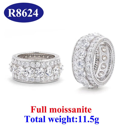 DJMAX Full Moissanite Rings For Men Original 925 Sterling Silver Men and Women's Moissanite Ring