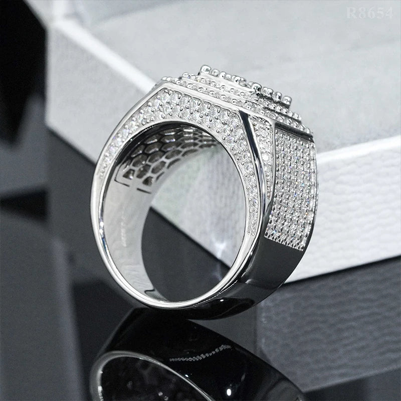 DJMAX Full Moissanite Rings For Men Original 925 Sterling Silver Men and Women's Moissanite Ring