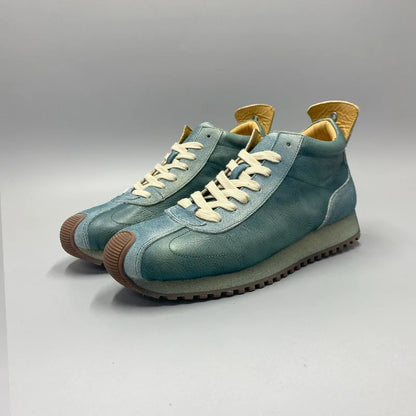 New Senior Fashion Mid Donkey Mouth Trendy Cowhide Forrest Men Sneakers