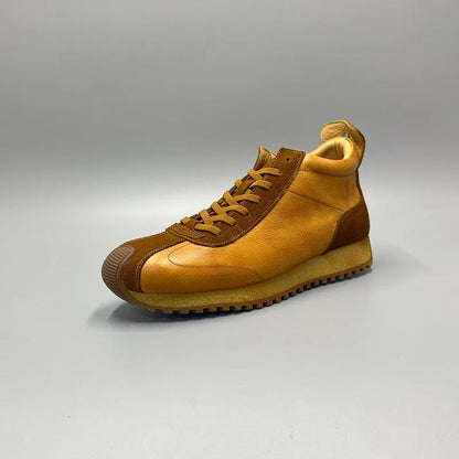New Senior Fashion Mid Donkey Mouth Trendy Cowhide Forrest Men Sneakers