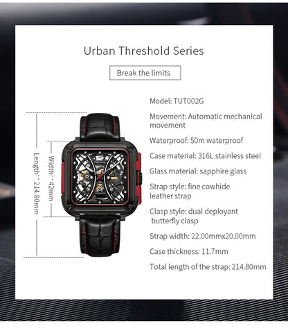 TOPHILL Hollow Men Mechanical Luminous Sapphire Waterproof TUT002 Wristwatch