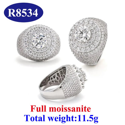 DJMAX Full Moissanite Rings For Men Original 925 Sterling Silver Men and Women's Moissanite Ring
