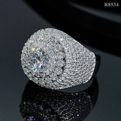 DJMAX Full Moissanite Rings For Men Original 925 Sterling Silver Men and Women's Moissanite Ring