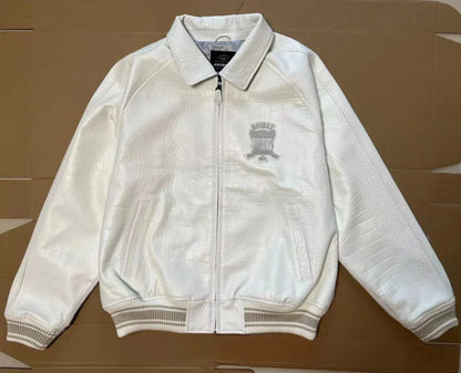 Plus Size Men's Leather Flight Jacket - Casual Sheepskin Coat
