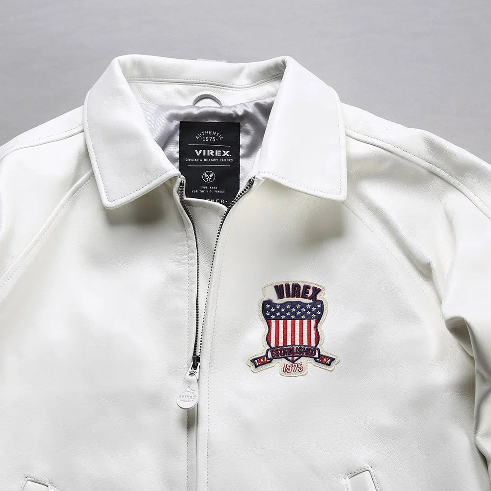 Fat plus size casual sports leather flight suit jacket men's European and American lapel sheepskin tops