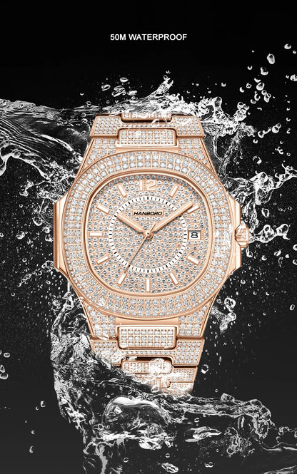 HANBORO Men Automatic Watch 38mm Luxury Mechanical Wristwatch Luminous 50M Waterproof Miyota 8215 Crystal Case