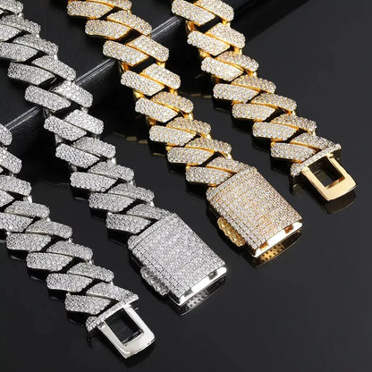 Diamond Hip Hop Jewelry VVS1 Stone Shiny 2row 3row Unisex 925 Sterling Silver Necklace Moissanite Chain