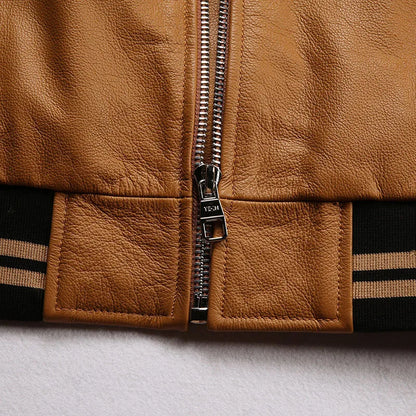 Men's Large Yellow Leather Flight Jacket – Big Chief Embroidery
