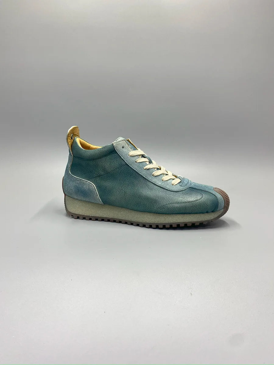 New Senior Fashion Mid Donkey Mouth Trendy Cowhide Forrest Men Sneakers
