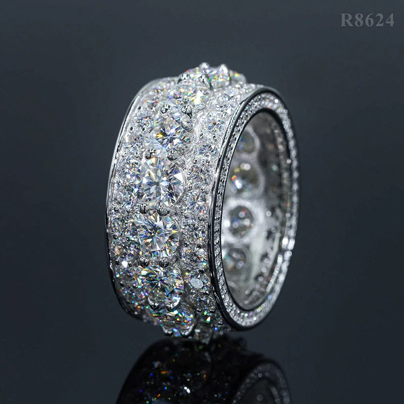 DJMAX Full Moissanite Rings For Men Original 925 Sterling Silver Men and Women's Moissanite Ring