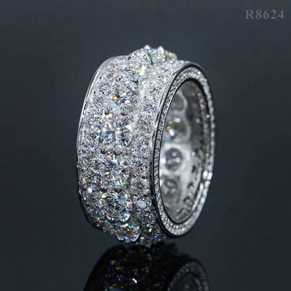 DJMAX Full Moissanite Rings For Men Original 925 Sterling Silver Men and Women's Moissanite Ring