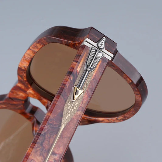 JMM Acetate Designer Red Cloud High Quality Uv400 Fashion Men Handmade Oval Sunglasses