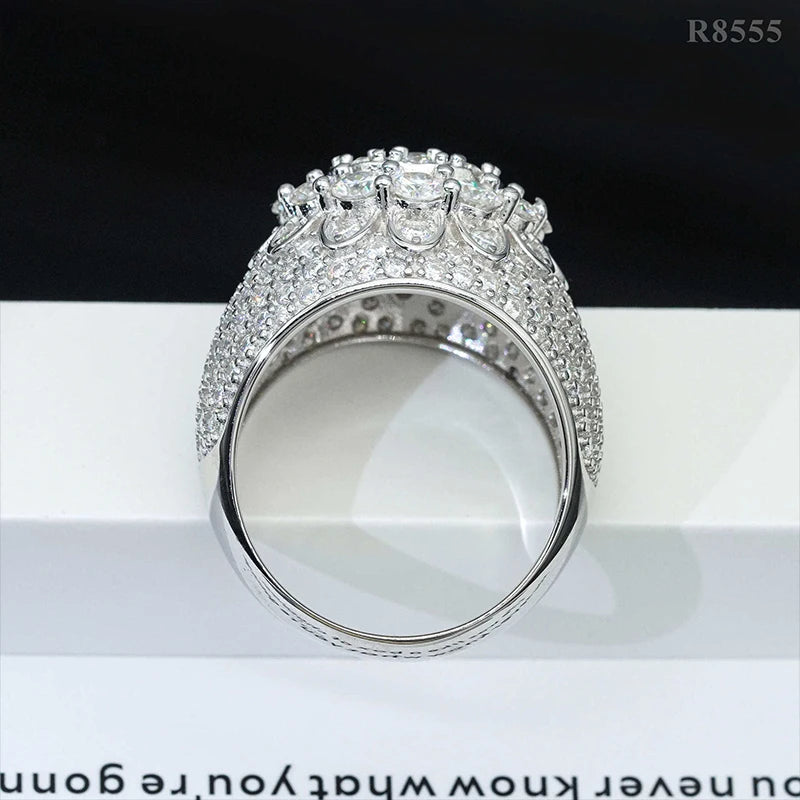 DJMAX Full Moissanite Rings For Men Original 925 Sterling Silver Men and Women's Moissanite Ring
