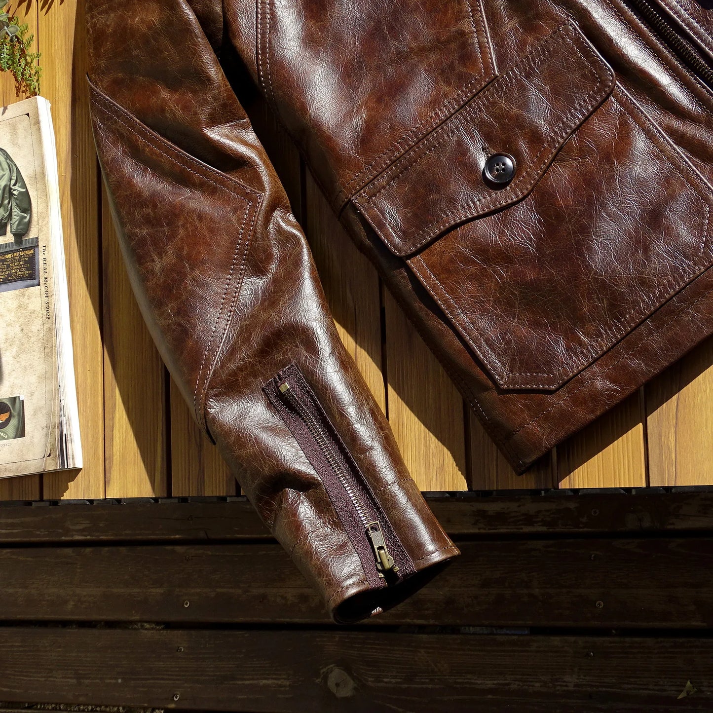 Men's Leather Flight Jacket Chocolate Military Style Vintage WinterCoat