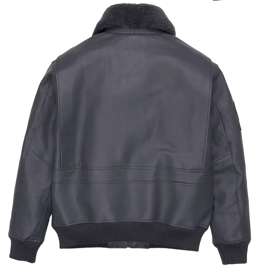 Fat plus size casual sports leather flight suit jacket men's European and American lapel sheepskin tops
