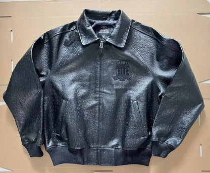 Plus Size Men's Leather Flight Jacket - Casual Sheepskin Coat