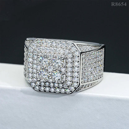 DJMAX Full Moissanite Rings For Men Original 925 Sterling Silver Men and Women's Moissanite Ring