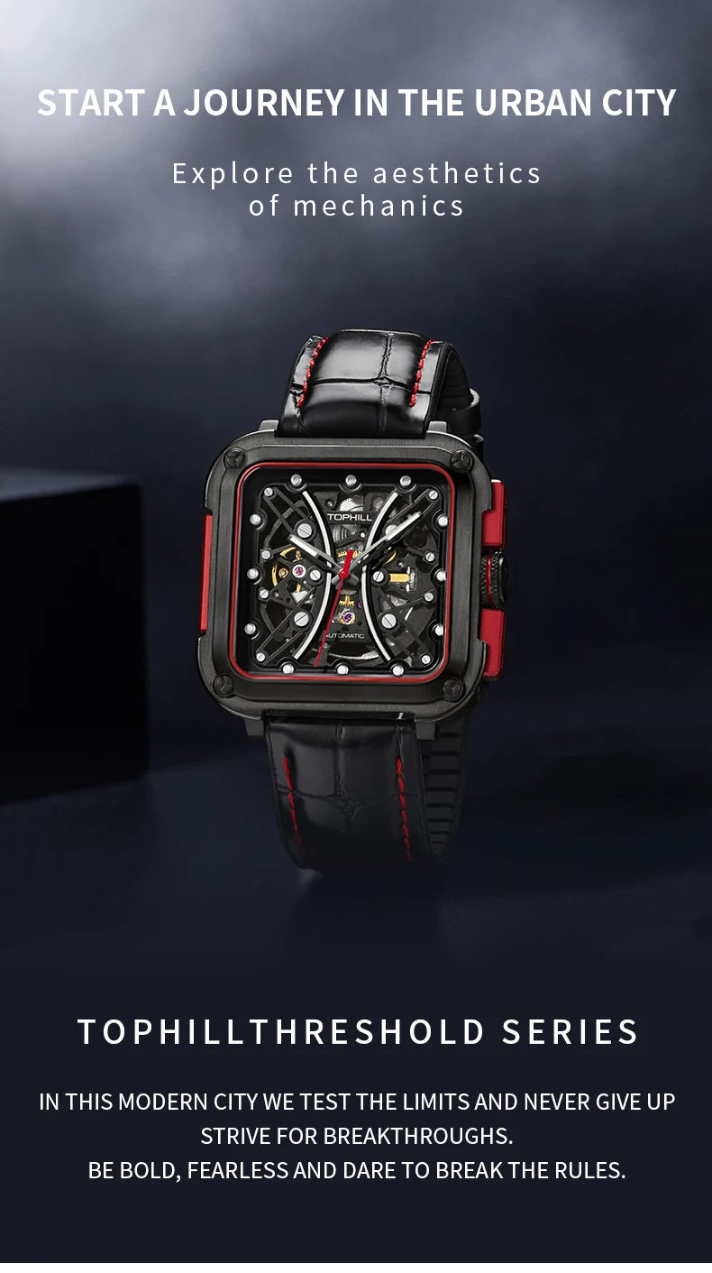 TOPHILL Hollow Men Mechanical Luminous Sapphire Waterproof TUT002 Wristwatch