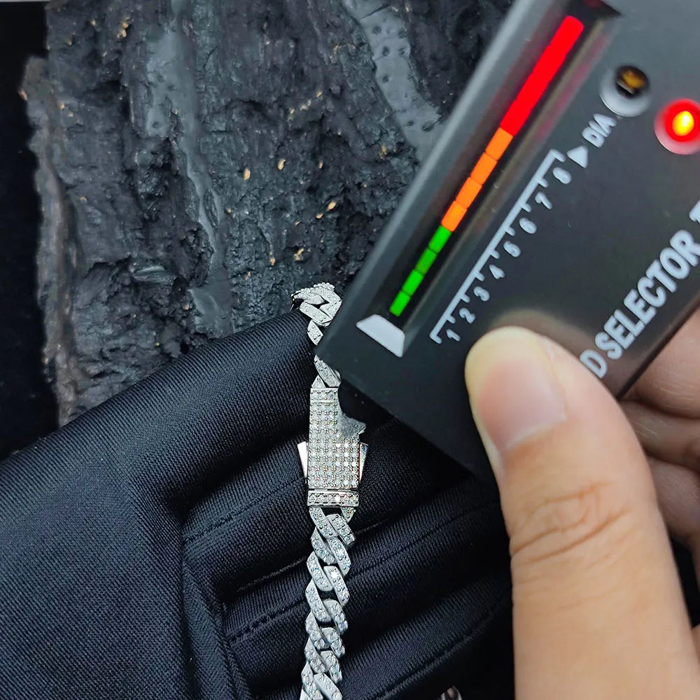 Diamond Hip Hop Jewelry VVS1 Stone Shiny 2row 3row Unisex 925 Sterling Silver Necklace Moissanite Chain