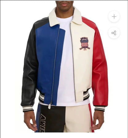 Plus Size Men's Leather Flight Jacket - Casual Sheepskin Coat