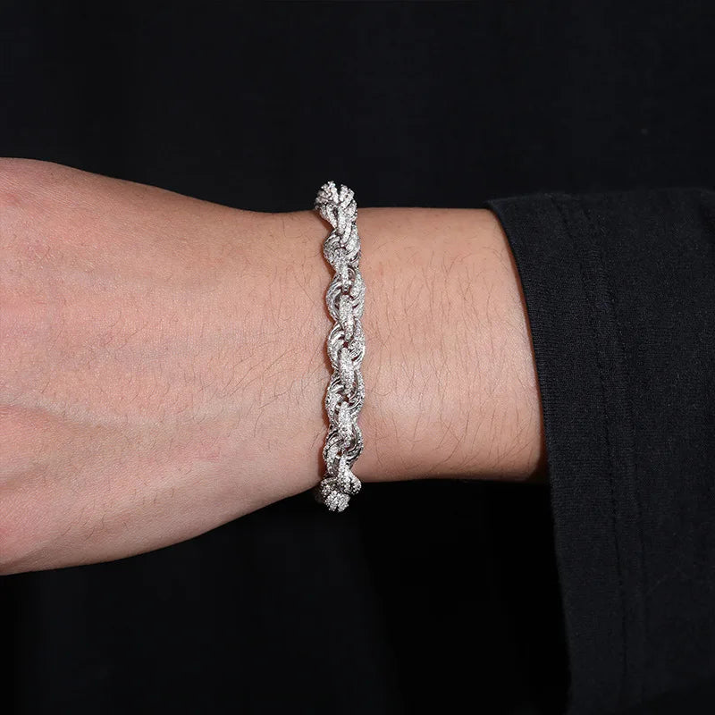 8mm 925 Sterling Silver Necklace VVS D Color Moissanite Hand Chain