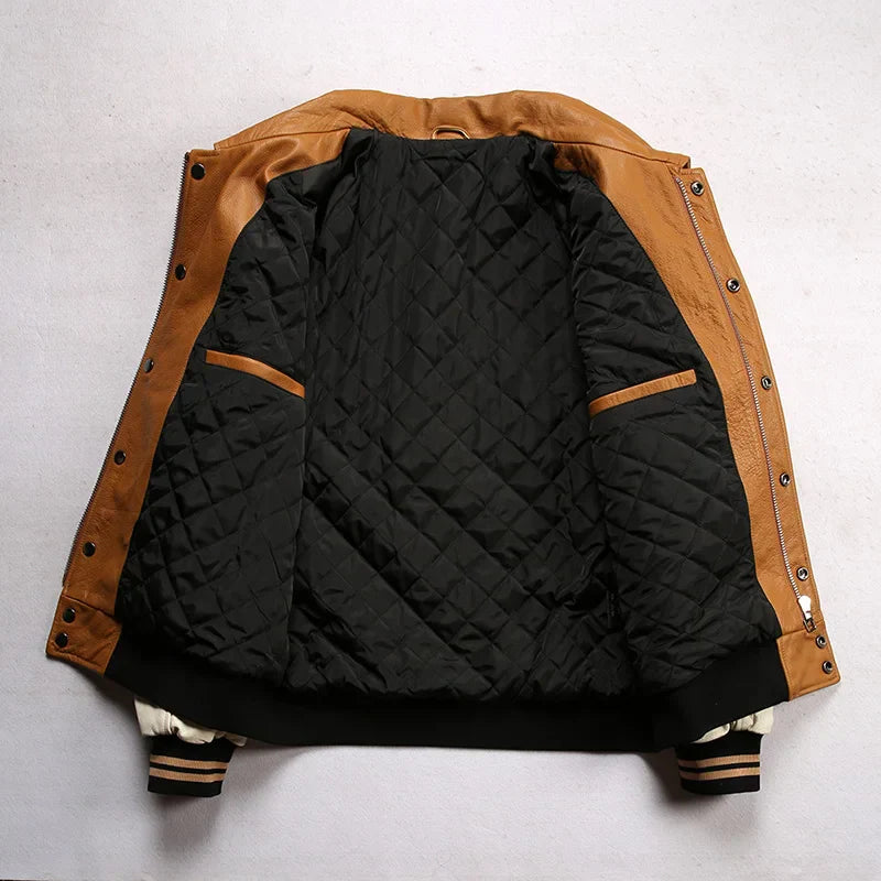 Men's Large Yellow Leather Flight Jacket – Big Chief Embroidery