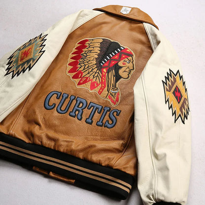 Men's Large Yellow Leather Flight Jacket – Big Chief Embroidery