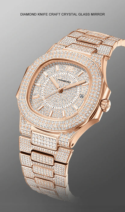 HANBORO Men Automatic Watch 38mm Luxury Mechanical Wristwatch Luminous 50M Waterproof Miyota 8215 Crystal Case