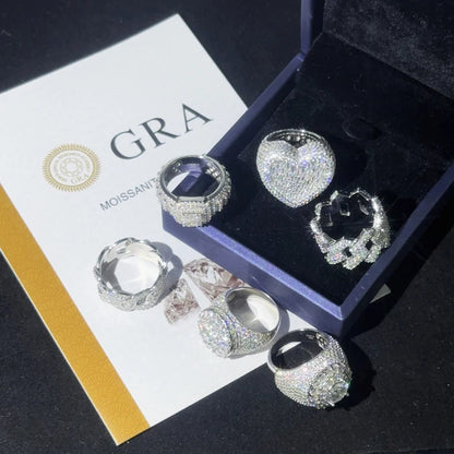 DJMAX Full Moissanite Rings For Men Original 925 Sterling Silver Men and Women's Moissanite Ring