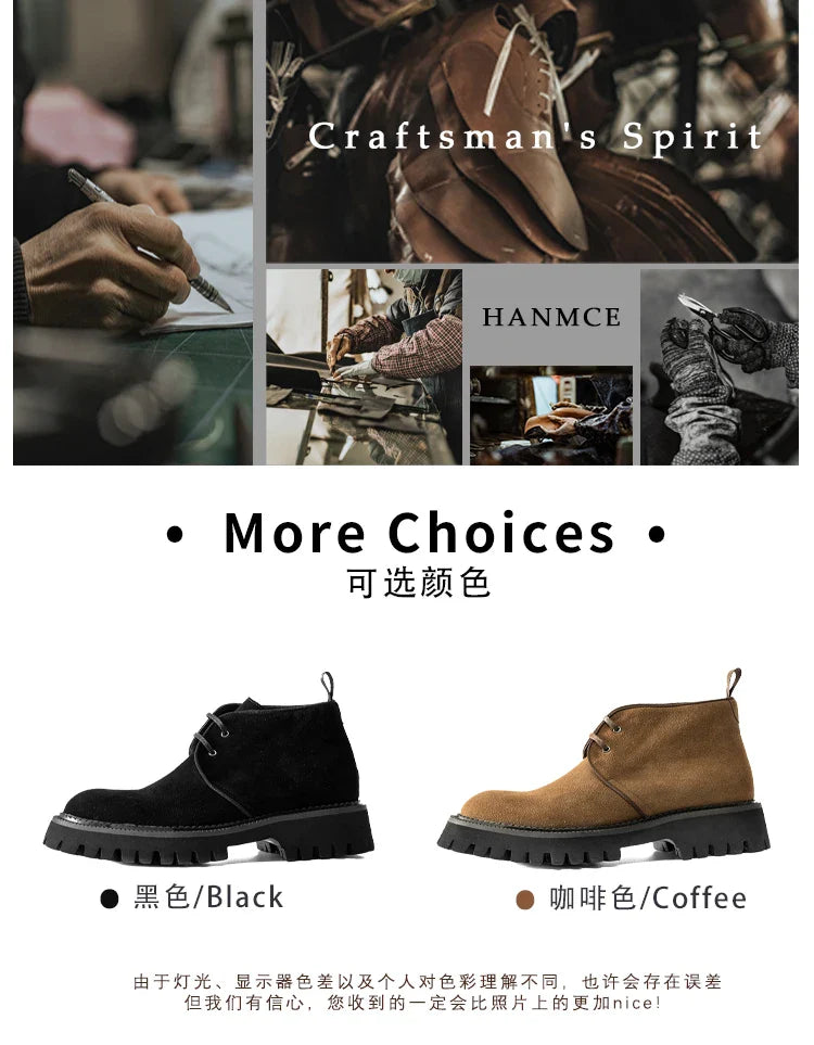 2025 Hanmce Genuine Leather Brohue Ankle Chelsea Boots