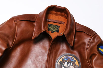 Classical A-2 Natural Cowhide Men's Genuine Leather Jacket