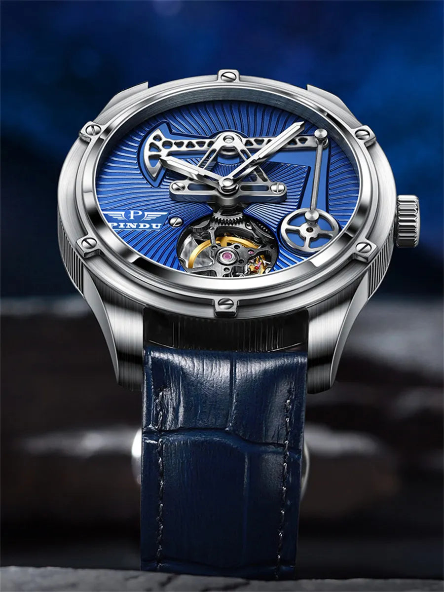PINDU Watches Oil Pump Design Miyata 8215 Sapphire Mirror Waterproof Luminous Business Men Mechanical Watch