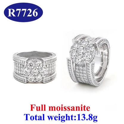 DJMAX Full Moissanite Rings For Men Original 925 Sterling Silver Men and Women's Moissanite Ring