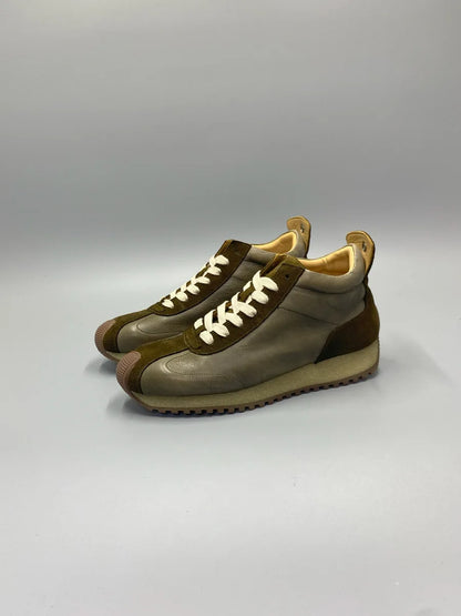 New Senior Fashion Mid Donkey Mouth Trendy Cowhide Forrest Men Sneakers