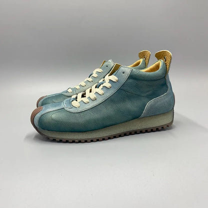 New Senior Fashion Mid Donkey Mouth Trendy Cowhide Forrest Men Sneakers