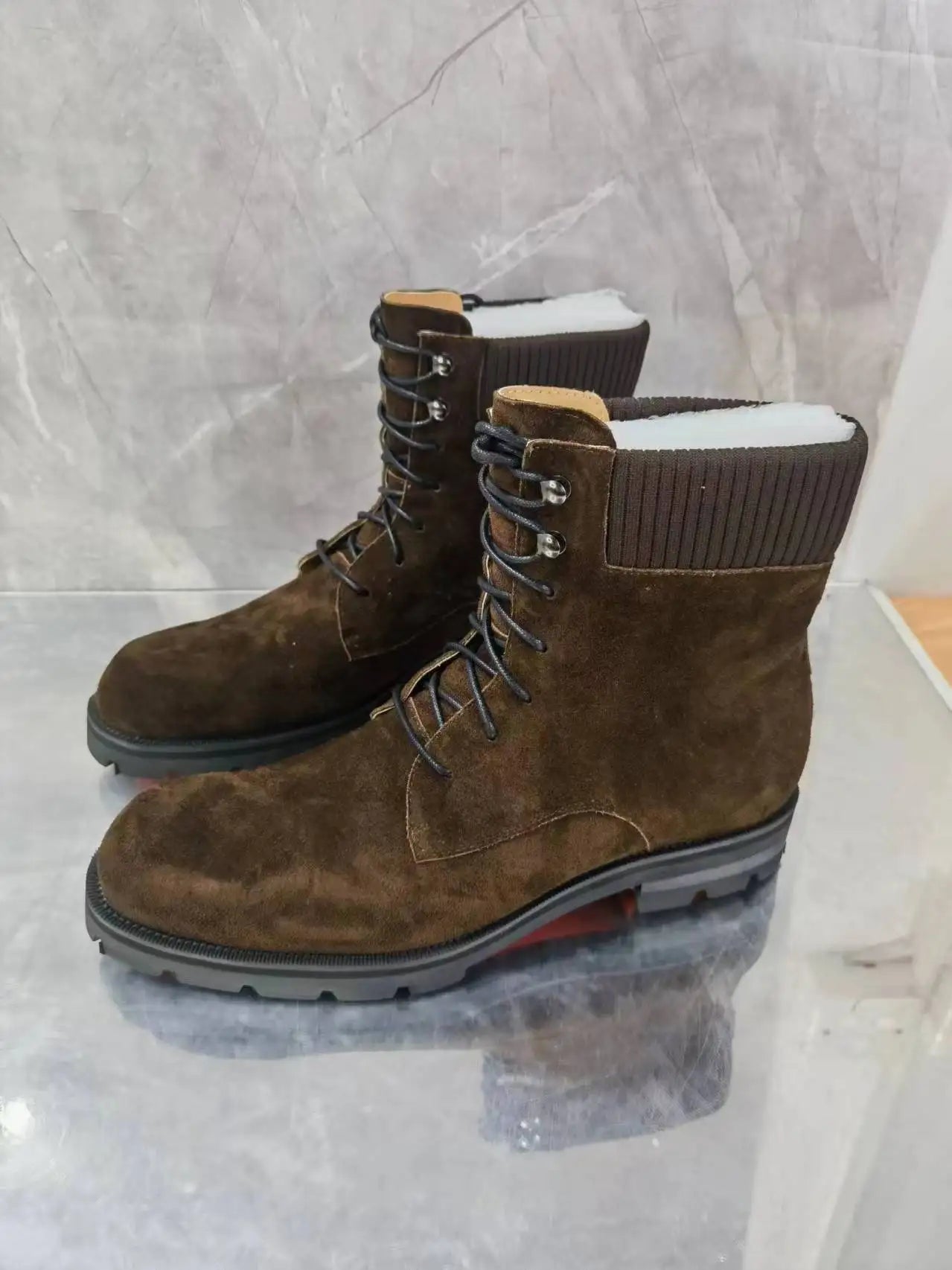 Luxury Brand Boots Genuine Leather Men's Heels Increasing Casual Boot