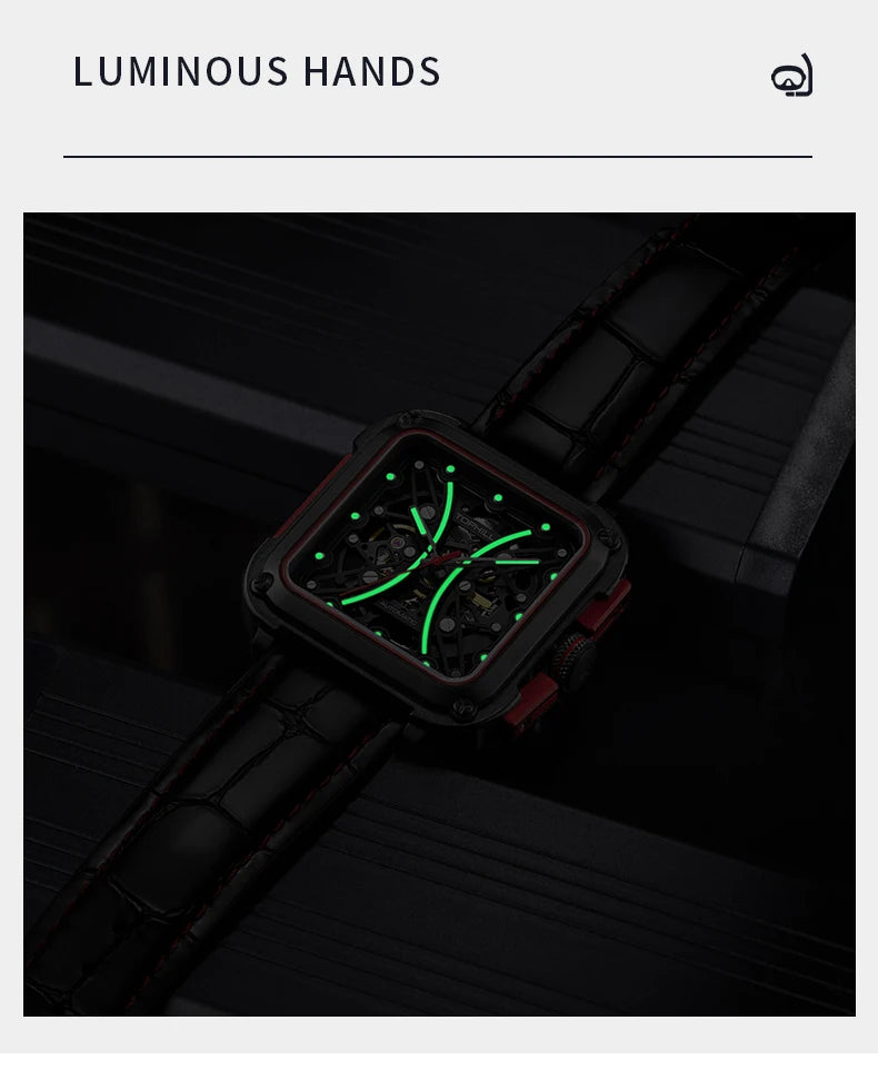 TOPHILL Hollow Men Mechanical Luminous Sapphire Waterproof TUT002 Wristwatch