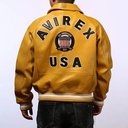 Fat plus size casual sports leather flight suit jacket men's European and American lapel sheepskin tops