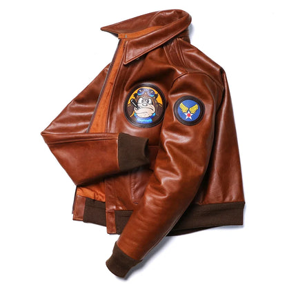 Classical A-2 Natural Cowhide Men's Genuine Leather Jacket