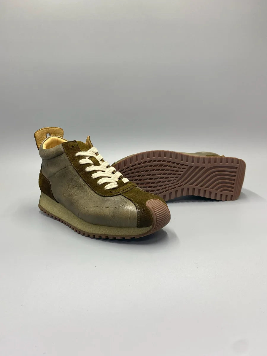 New Senior Fashion Mid Donkey Mouth Trendy Cowhide Forrest Men Sneakers