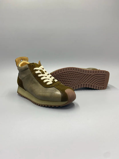 New Senior Fashion Mid Donkey Mouth Trendy Cowhide Forrest Men Sneakers