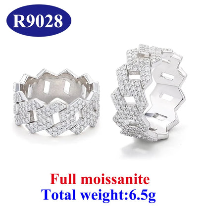DJMAX Full Moissanite Rings For Men Original 925 Sterling Silver Men and Women's Moissanite Ring