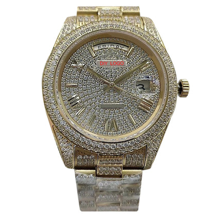 Customized Logo41mm Elegant Men's Sapphire Mirror and Diamond bezel Mechanical Watch